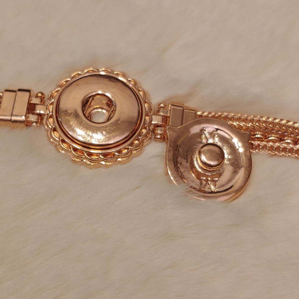 NWOT Rose Gold tone Owl Bracelet 18mm snap 7-10.5" - Picture 6 of 7